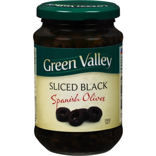 Green Valley Olives Spanish Black Sliced 350g