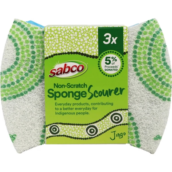 Sabco Jingo Scourer Sponge Non Scratch 3 Pack