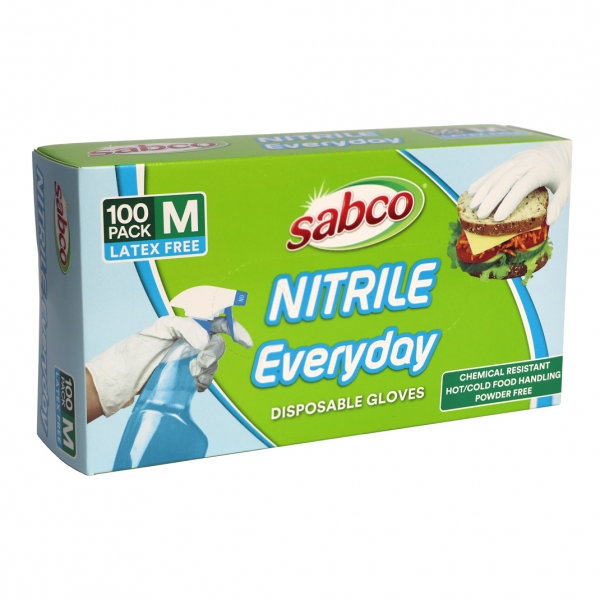 Sabco Gloves Disposable Nitrile Medium 100 Pack