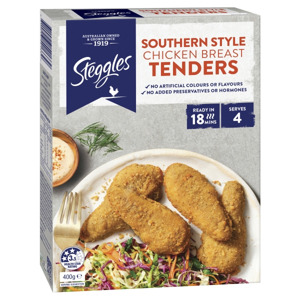 Steggles Chicken Breast Tenders Southern Style 400g