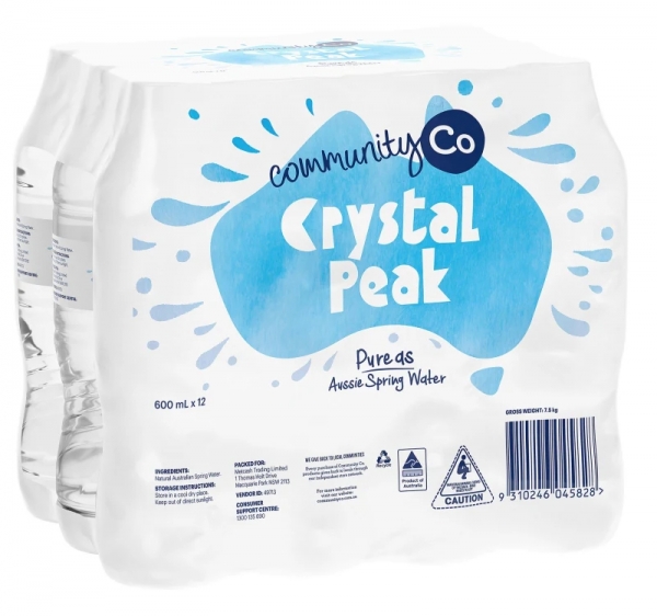 Community Co Crystal Peak Spring Water 12 x 600ml