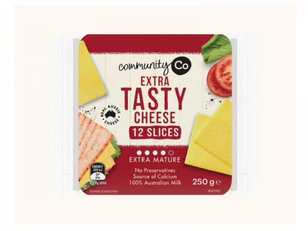 Community Co Cheese Slices Extra Tasty 12 Pack 250g