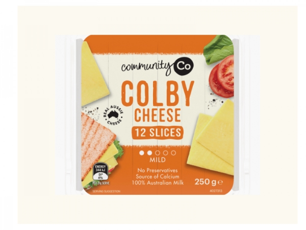 Community Co Cheese Slices Colby 12 Pack 250g