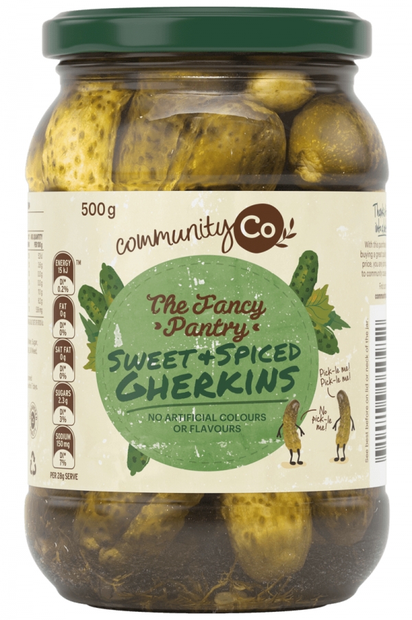 Community Co Gherkin Sweet & Spiced 500g