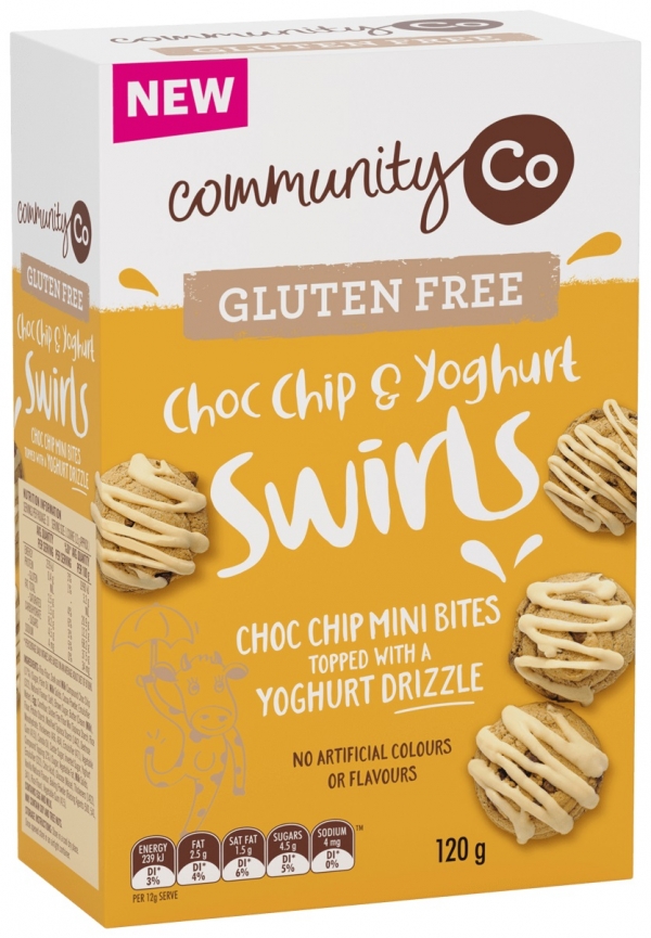 Community Co Biscuit Gluten Free Choc Chip & Yoghurt Swirls 120g