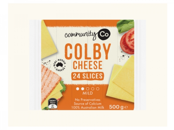 Community Co Cheese Slices Colby 24 Pack 500g