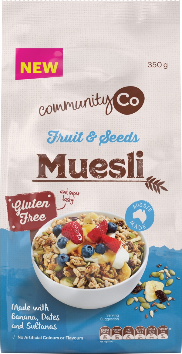 Community Co Gluten Free Muesli Fruit & Seeds 350g