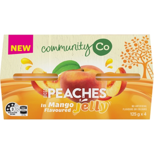 Community Co Peaches In Mango Jelly 4 x 125g