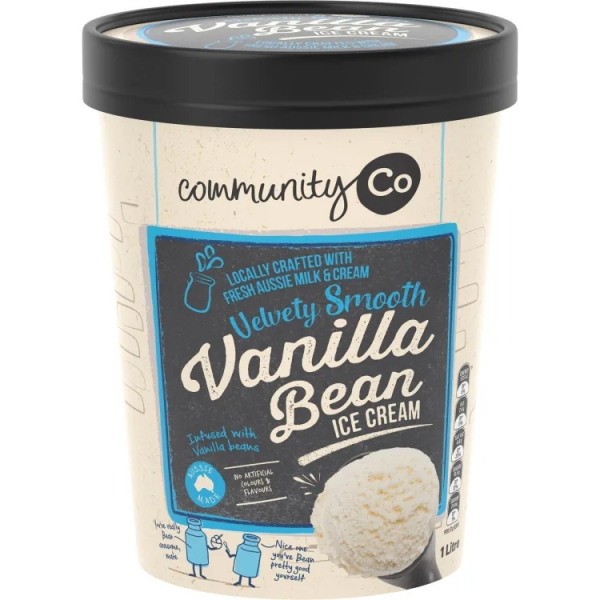 Community Co Ice Cream Vanilla Bean 1lt