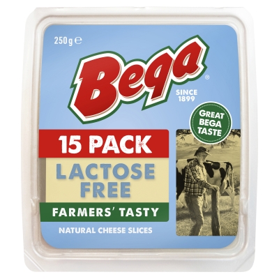 Bega Tasty Cheese Lactose Free Slices 15 Pack 250g