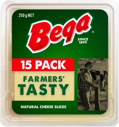 Bega Cheese Cheddar Tasty Slices 15 Pack 250g