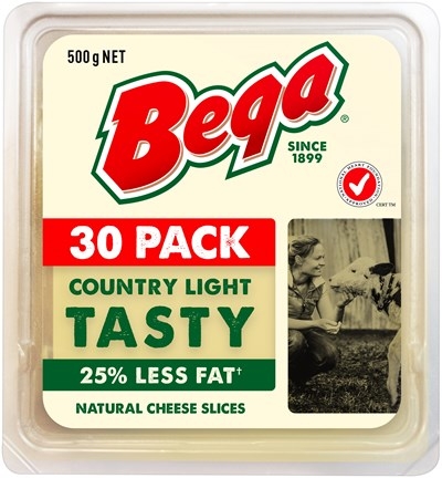 Bega Cheese Cheddar Reduced Fat Slices 30 Pack 500g