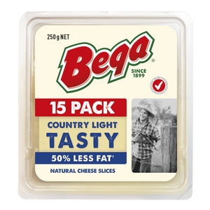 Bega Cheese Cheddar 50% Reduced Fat Sliced 15 Pack 250g