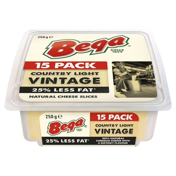 Bega Cheese Country Light Vintage Slices 15 Pack 250g