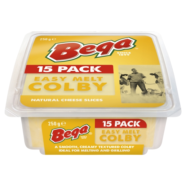 Bega Cheese Colby Easy Melt Slices 15 Pack 250g