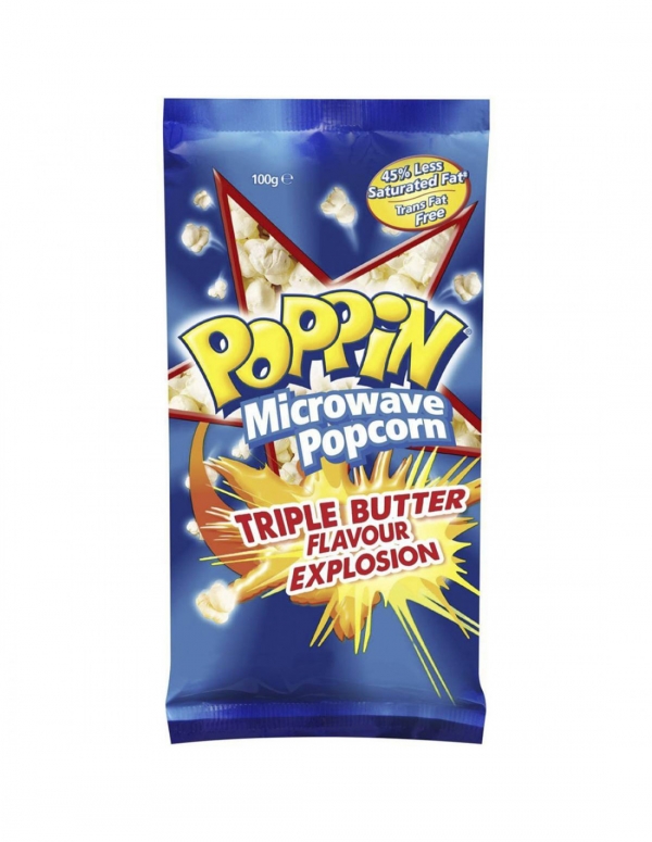 Poppin Microwave Popcorn Triple Butter 100g