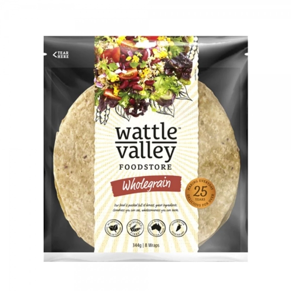 Wattle Valley Wraps Wholegrain 8 Pack 344g