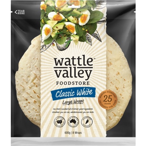 Wattle Valley Wraps Classic White 8 Pack 600g