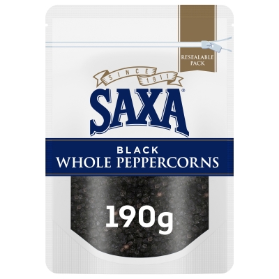 Saxa Black Peppercorn Refillable Grinder 190g