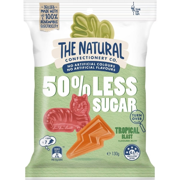 The Natural Confectionery Co Tropical Jellies 50% Less Sugar 130g