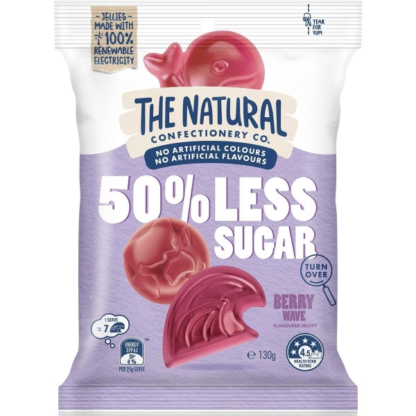 The Natural Confectionery Co Berry Wave Jellies 50% Less Sugar 130g