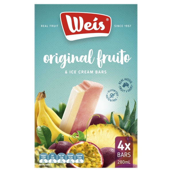 Weis Bar Original Fruito & Ice Cream 4 Pack 280ml