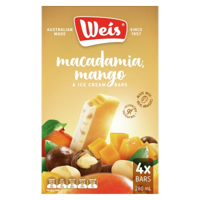 Weis Bar Macadamia Mango & Ice Cream 4 Pack