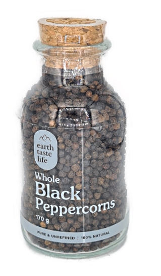 Earth Taste Life Whole Black Peppercorn Refill Jar 170g