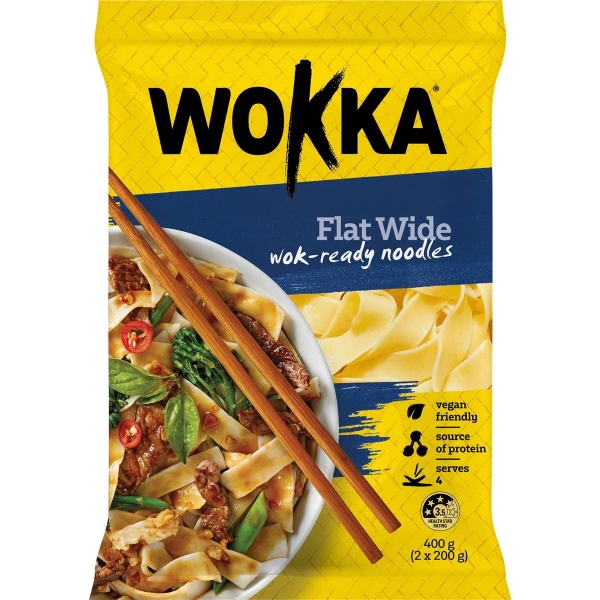 Wokka Noodles Flat Wide 2 Pack 400g