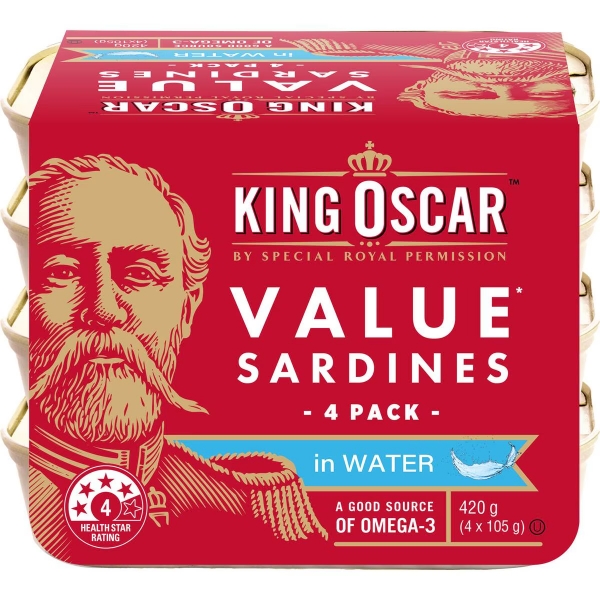 King Oscar Sardines In Springwater 4 Pack 420g