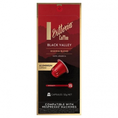 Vittoria Aluminium Capsules (Nespresso Compatible) Black Valley 10 Pack