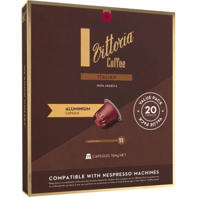 Vittoria Aluminium Capsules (Nespresso Compatible) Italian 20 Pack