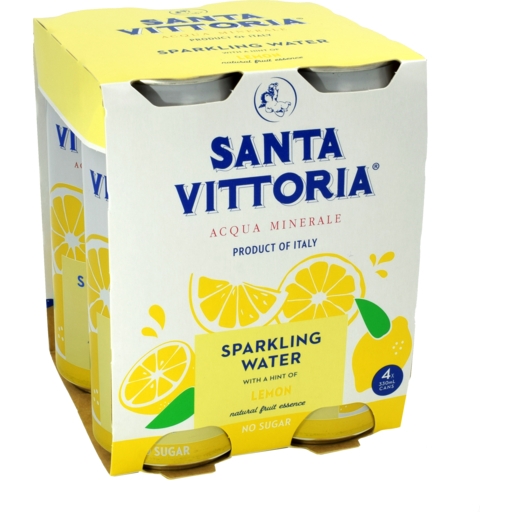 Santa Vittoria Sparkling Mineral Water Lemon 4 x 330ml