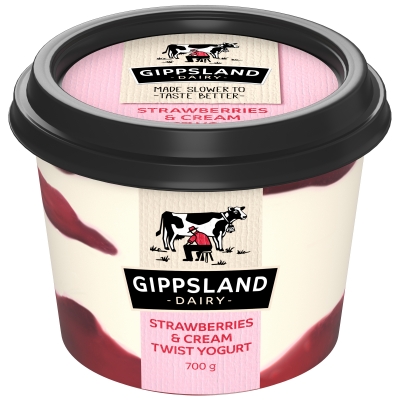 Gippsland Dairy Yoghurt Strawberries & Cream Twist 700g