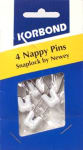 Korbond Nappy Pins Snaplock 4 Pieces