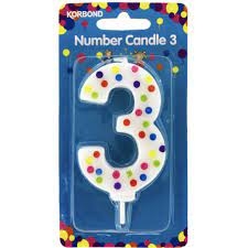 Korbond Birthday Candle Number 3