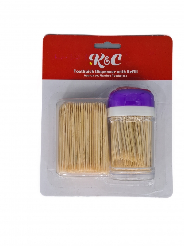 K & C Toothpick Dispenser + Refill 300 Pack