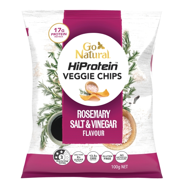 Go Natural HiProtein Veggie Chips Rosemary Salt & Vinegar Flavour 100g