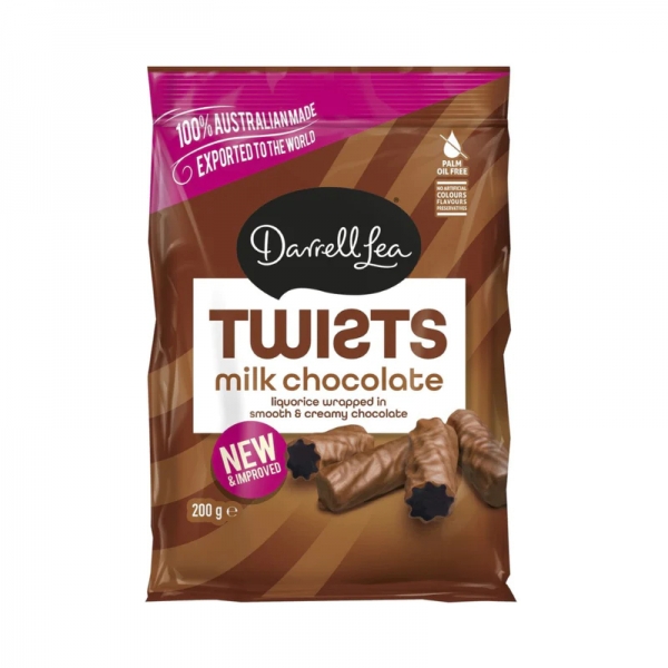 Darrell Lea Twists Milk Chocolate Liquorice 200g