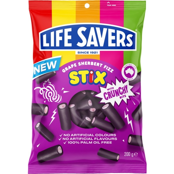 Life Savers Stix Grape Sherbert Fizz 200g