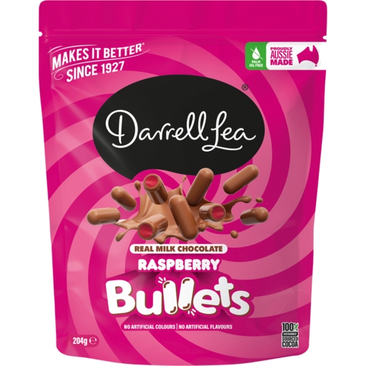 Darrell Lea Bullets Raspberry Milk Chocolate 204g