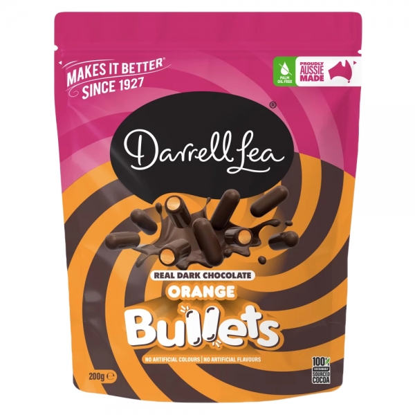 Darrell Lea Bullets Dark Chocolate Orange 200g