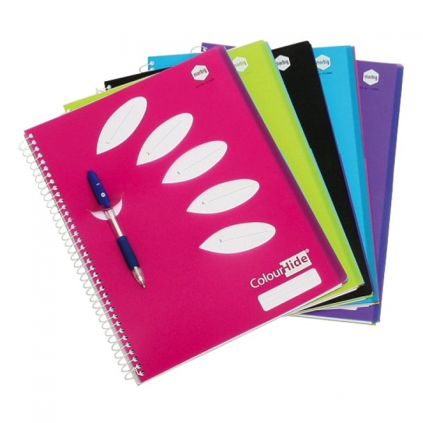 Marbig Colour Hide Notebook A4 5 Subject 250 Page Asst Colours