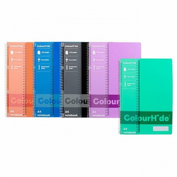 Marbig Colourhide Notebook A4 120 Page Assorted Colours Each