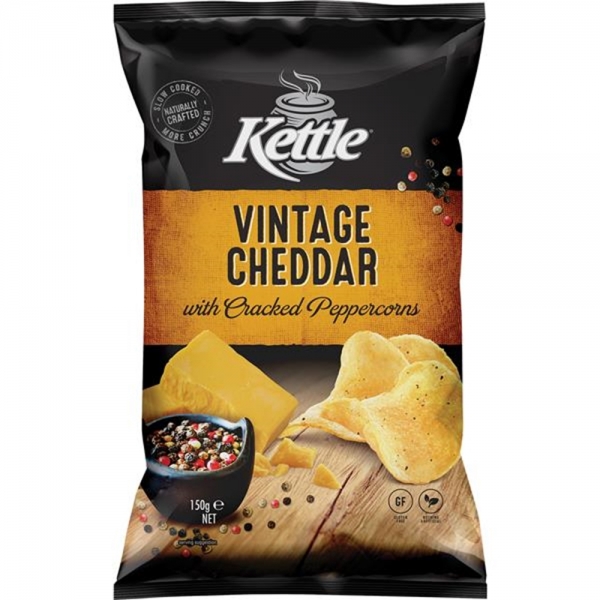 Kettle Chips Vintage Cheddar & Cracked Peppercorns 150g