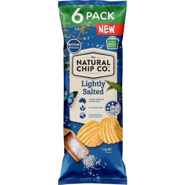 Natural Chip Company Lightly Salted Chips 6 Pack 114g