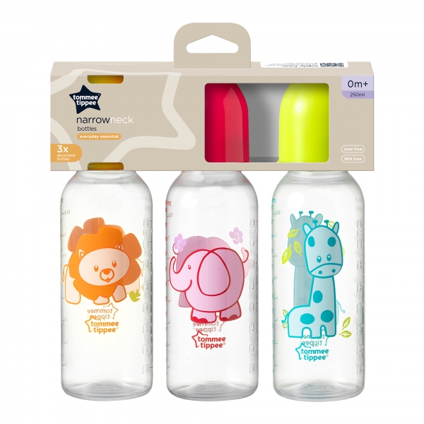 Tommee Tippee Narrow Neck Bottle 250ml 3 Pack