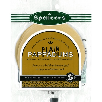 Spencers Pappadums Plain 113g