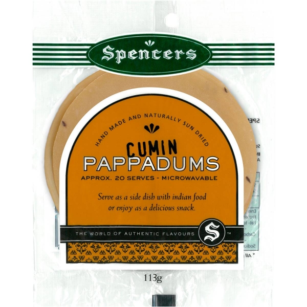 Spencers Pappadums Cumin 113g