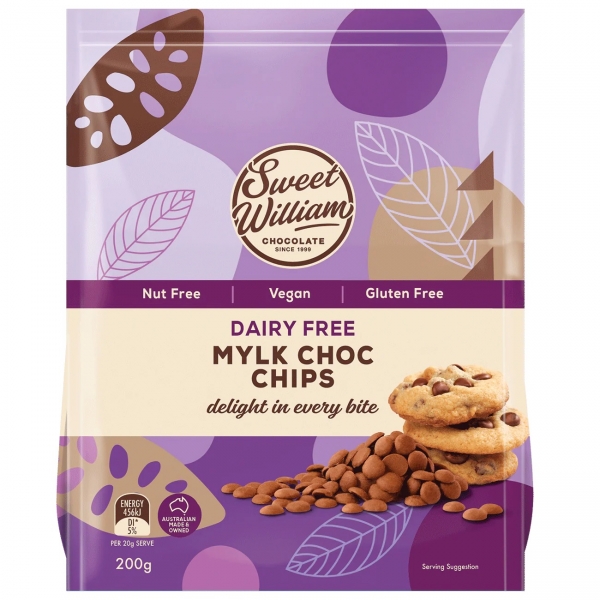 Sweet William Dairy Free Mylk Choc Chips 200g